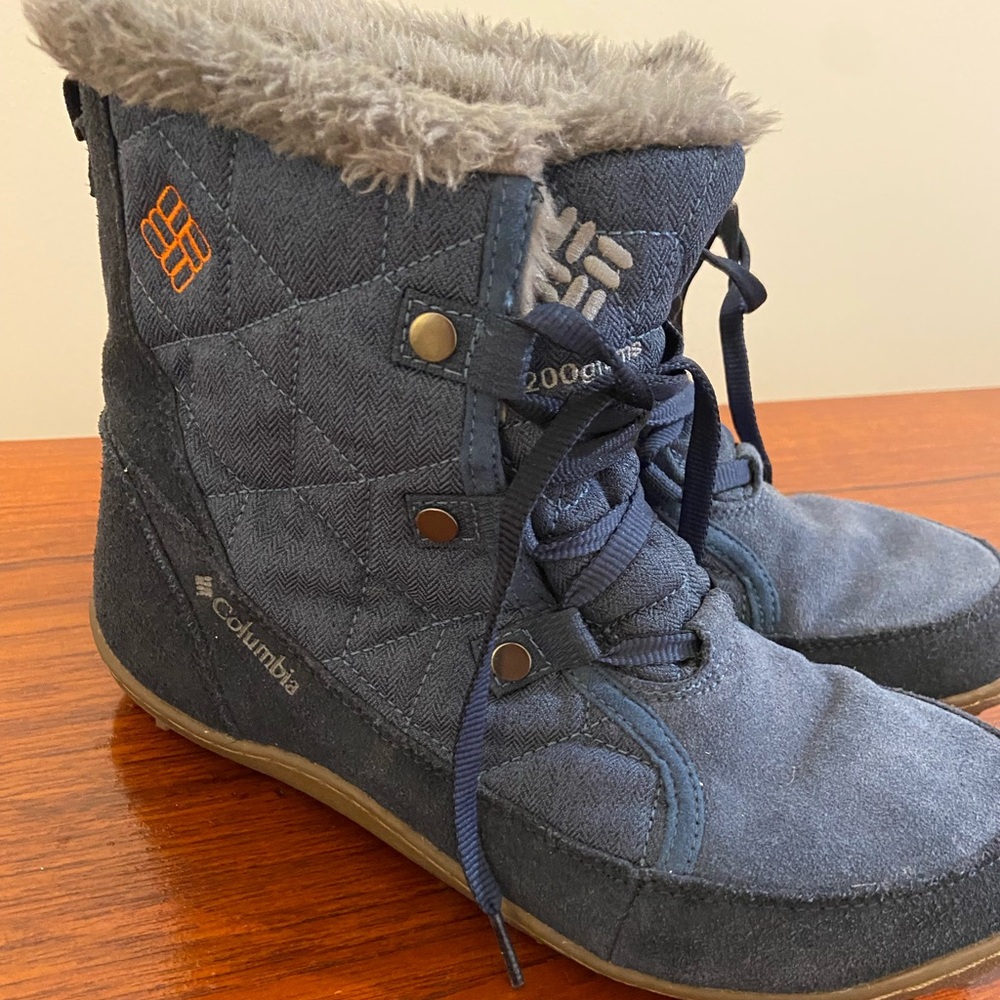 Columbia Minx Alta Omni heat shorty blue boots women’s size 9